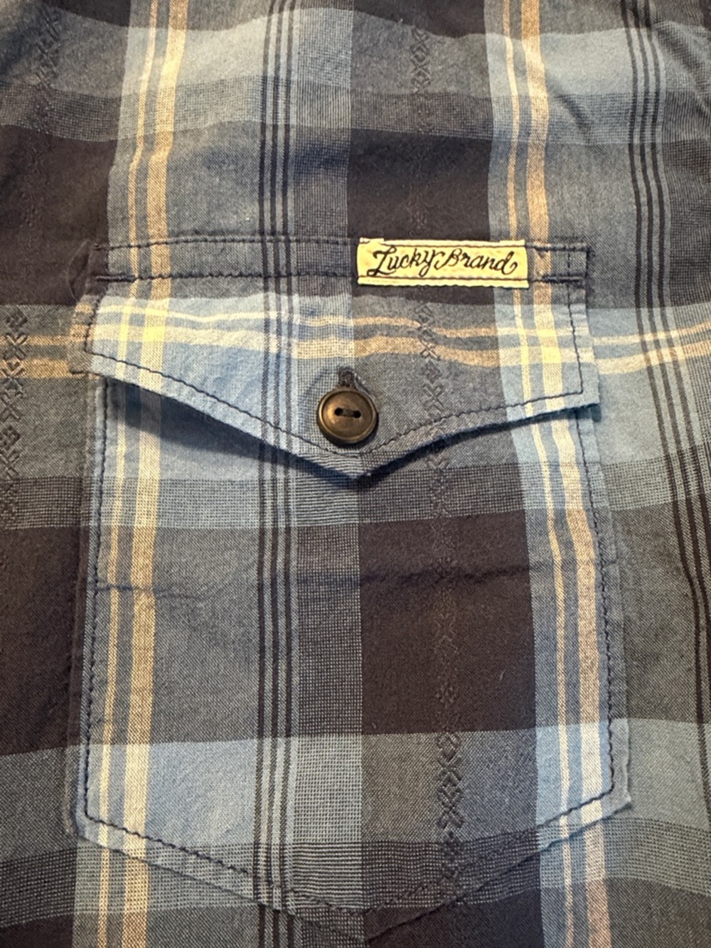 Lucky Brand Men’s L Blue Plaid Button Down Shirt Western Casual Flannel - Picture 4 of 9